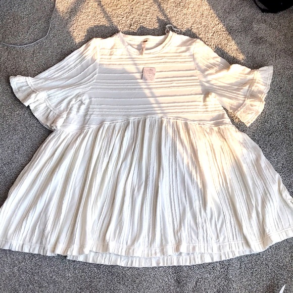 NWT Free People Oversized Ruffle Sleeve Oversized Tunic Top/Dress XSmall - Picture 1 of 9